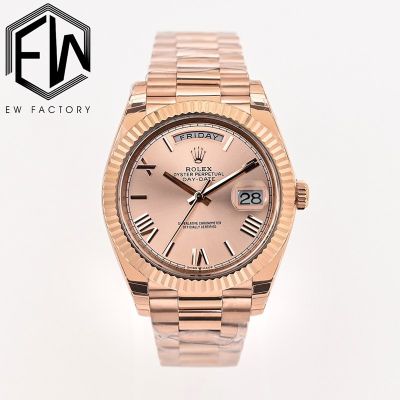 EW Factory Rolex Daydate 40mm 3255 Movement Rose Gold Face Rose Gold President Band Watch